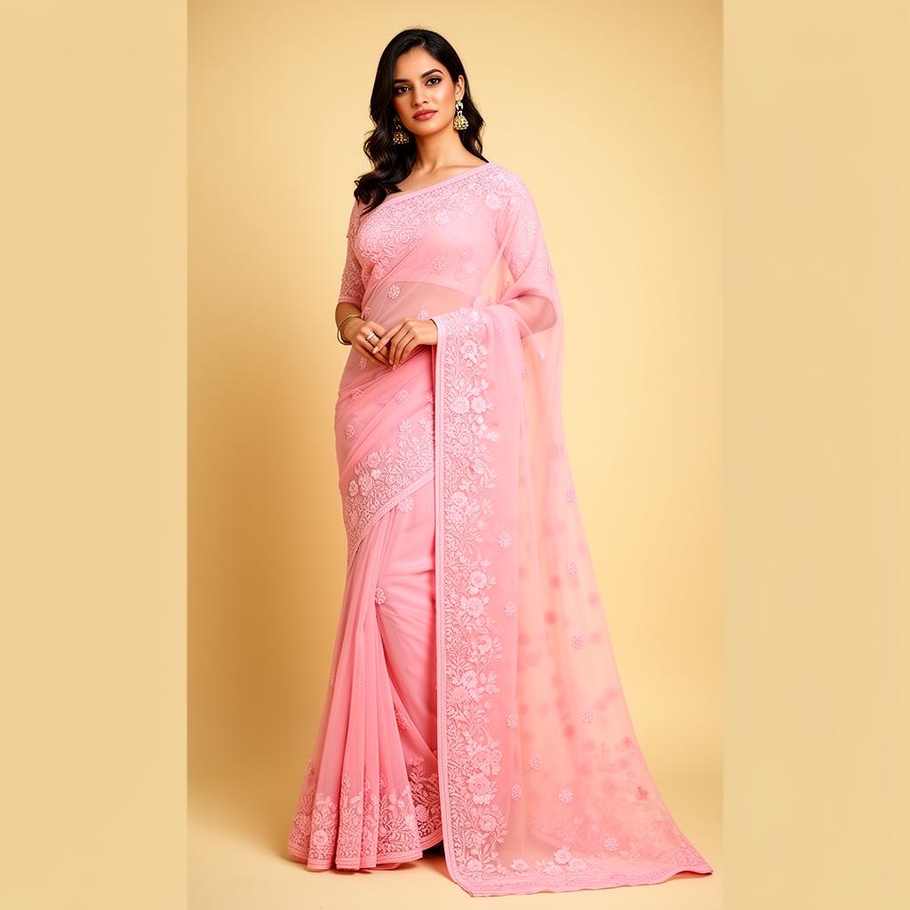 Pastel Pink Georgette Saree