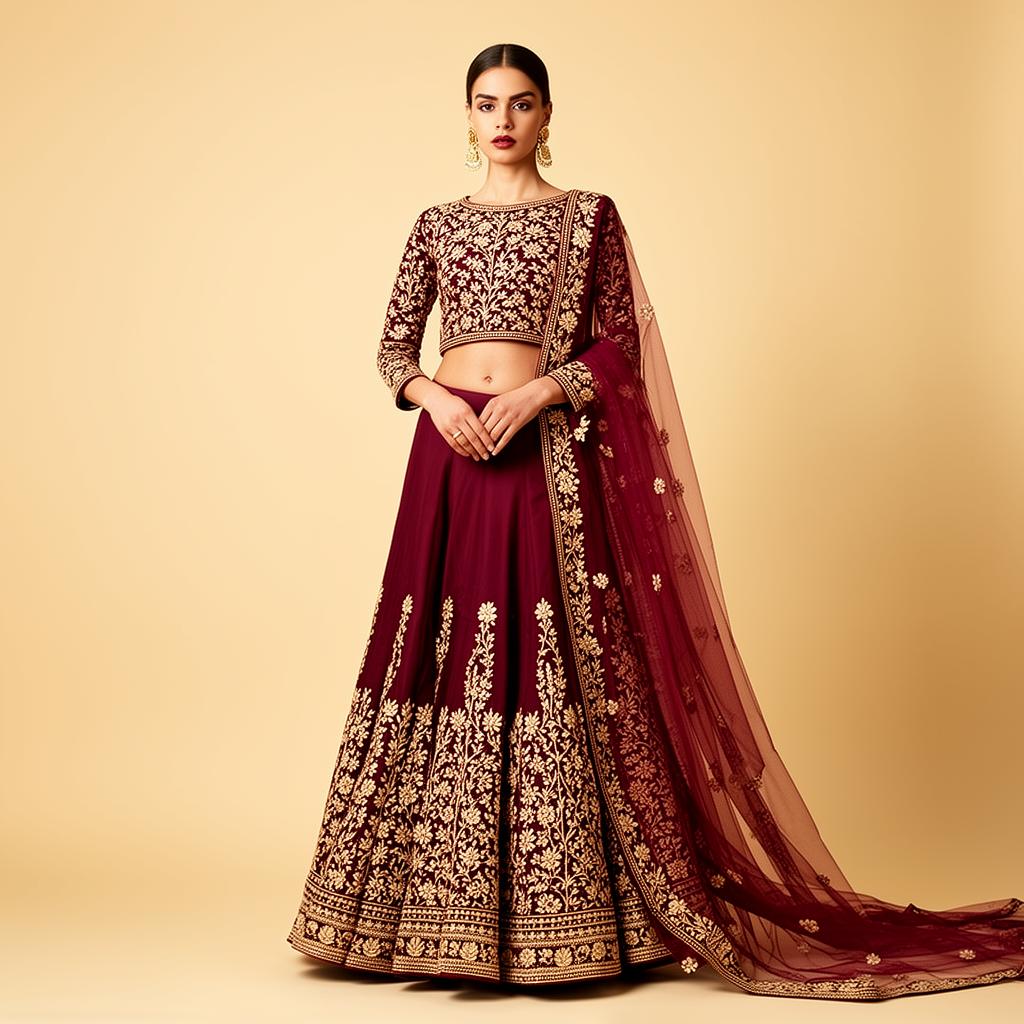 Royal Maroon Sharara Set